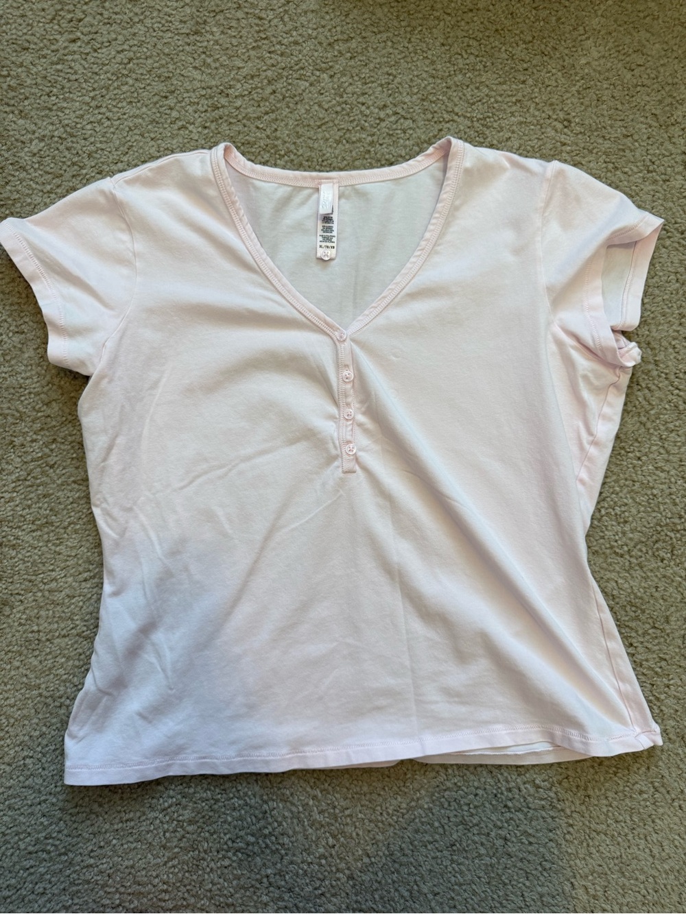 SKIMS Light Pink V-Neck Henley Tee